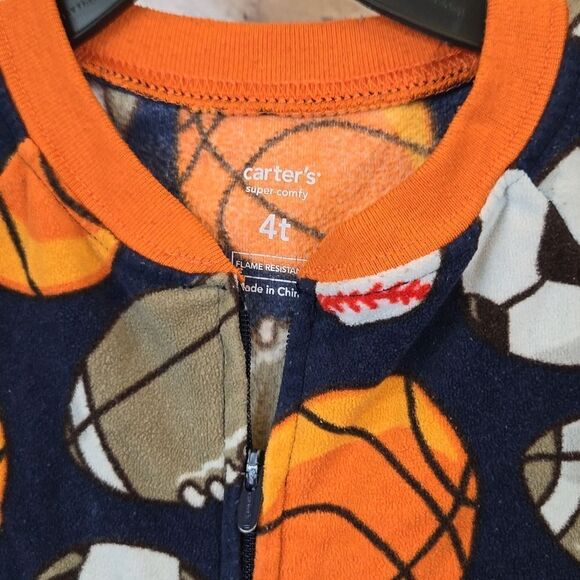 Carter's Boys 4T Sport Blanket Sleeper Footie Onesie Pajama PJ Fleece Sleepwear - Picture 5 of 7